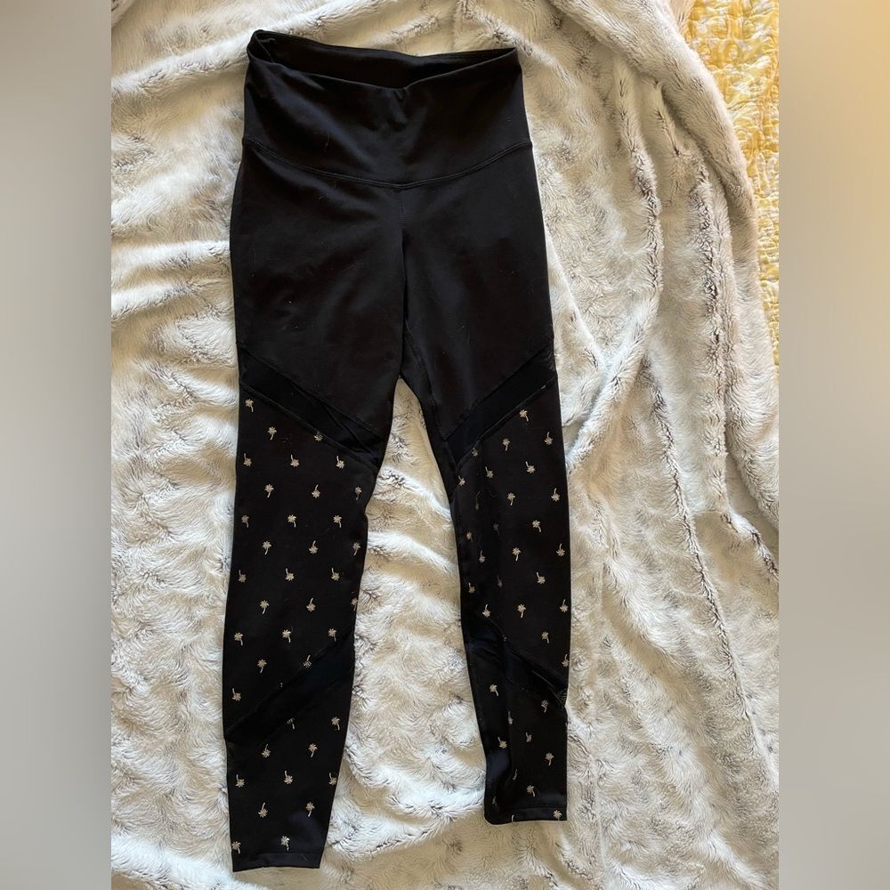 New Old Navy, palm tree black silver sheer leggings